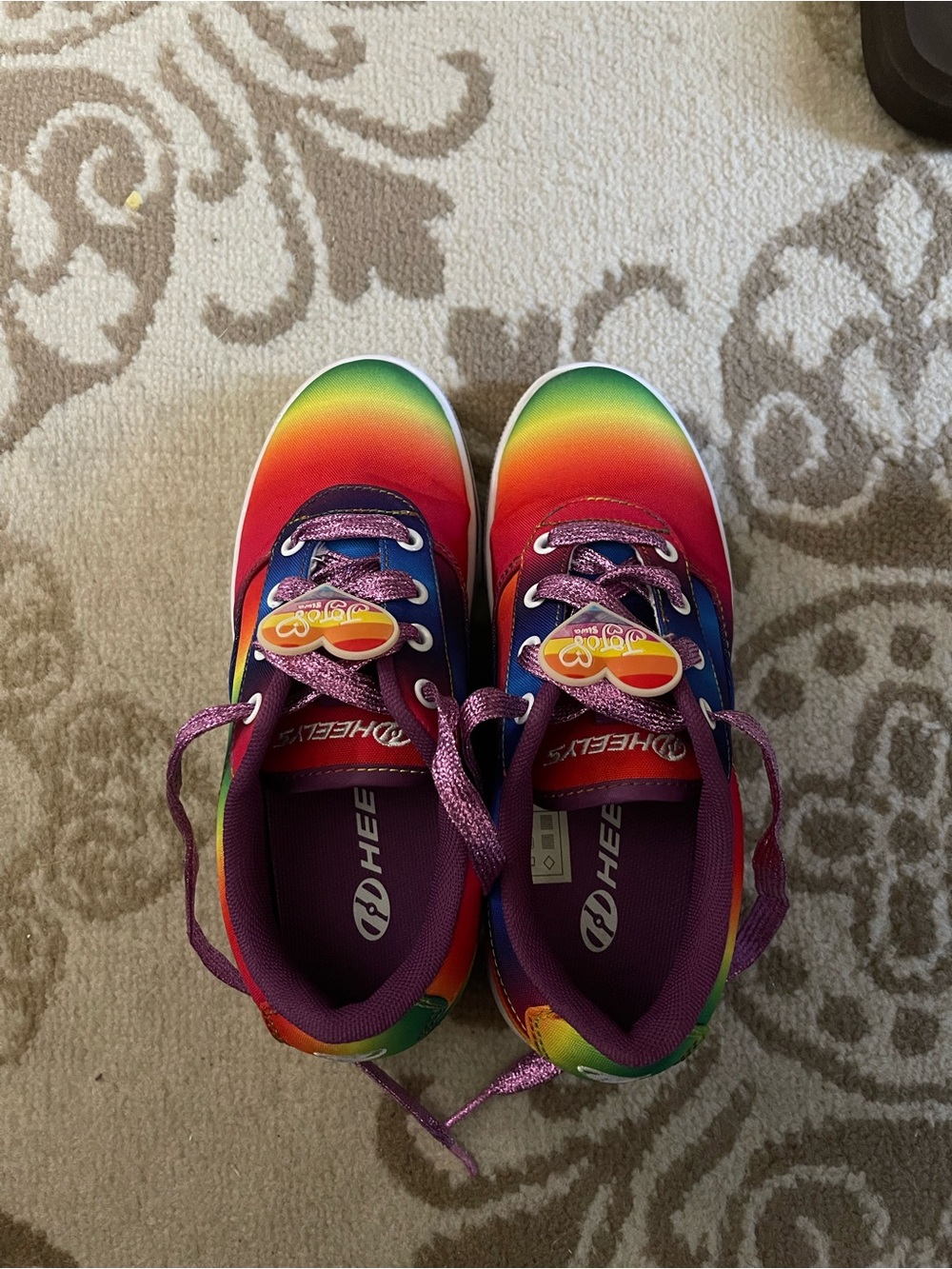 Jojo Siwa Heelys Kids Rainbow Gradient Lace-Up Sneakers with Purple Accents